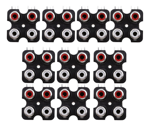 2 X 10 Piezas De Montaje En Pcb Salida Concéntrica Av 4 Rca