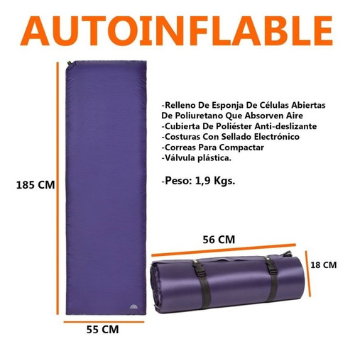 Imagen 2 de 8 de Colchoneta Autoinflable Doite Gamma 1,9kgs Inflable 1 Plaza