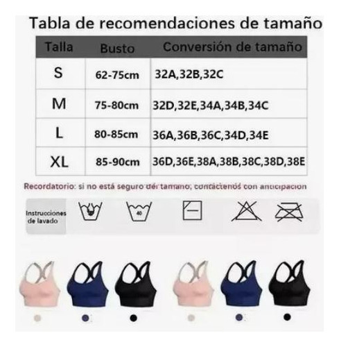3pcs Sujetadores Deportivos Push-up Cómodos Sin Varillas