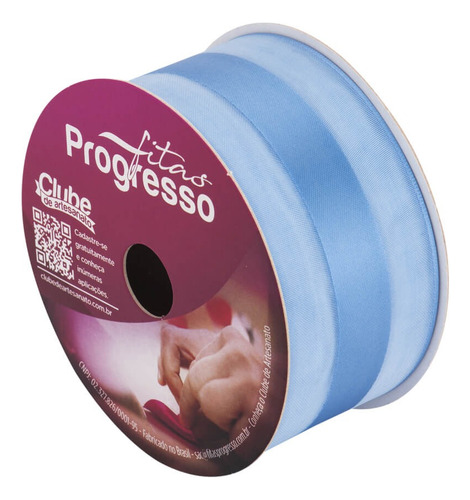 Fita Voal C/ Cetim Vce 38mm Progresso N°09 10m Cor 246 - Azul Celeste