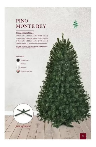 Árbol Navidad Pino Monte Rey  2.20 Mts Verde Extra Ramas