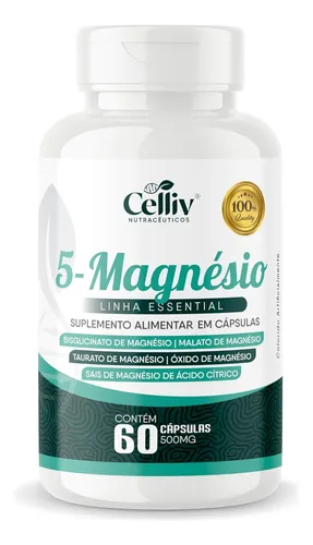 5-magnésio (bisglicinato,malato,taurato)60 Caps 500mg Celliv