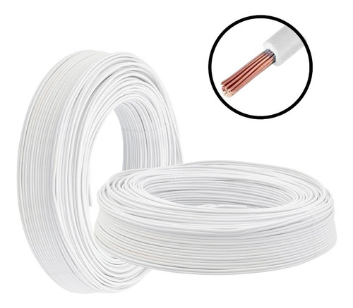 Cabo Elétrico Branco Fio Fase Para Luz 1,5mm 50 Metros