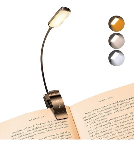 Lampara Led Para Lectura Recargable Flexible Con Clip Negro