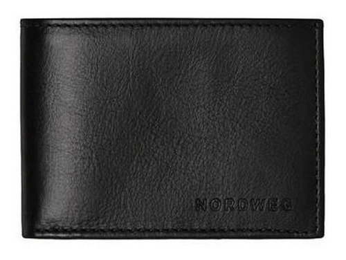 Carteira Nordweg NW038 italiano preto de couro - 9cm x 12.5cm