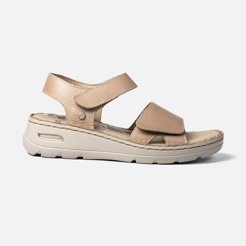 Sandalias Mujer Cavatini Superconfort Taco Bajo Abrojo Cuero