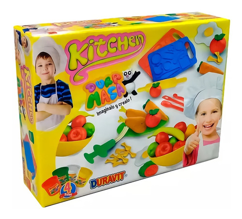 Imagen 3 de 9 de Masa Para Modelar Plastilina Infantil Duravit Juego Cocina