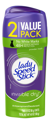 Lady Speed Stick Antitranspirante, Polvo Seco Invisible Fre.