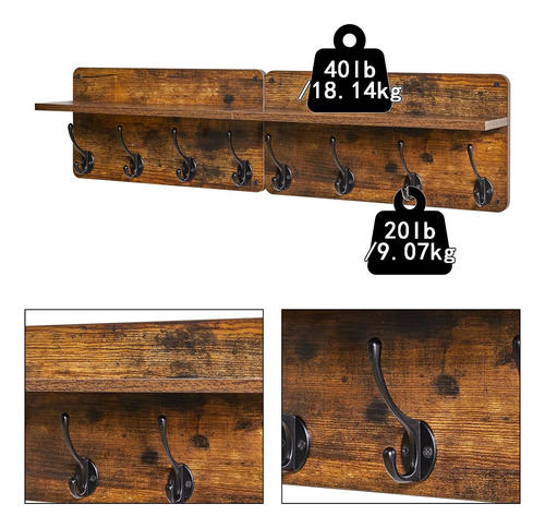 - Perchero Colgar Pared, Juego De 2 Ganchos De Madera, ...