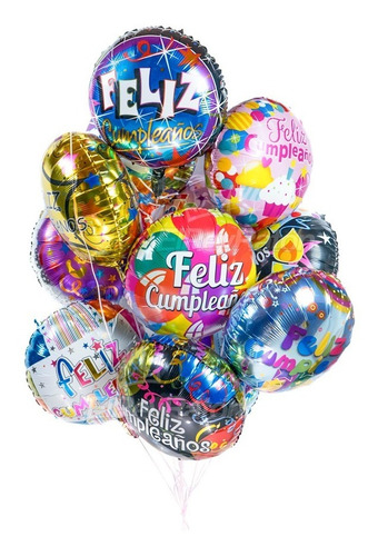 Globos Feliz Cumpleaños Metálicos Para Gas Helio 50 Pz