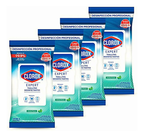 Clorox Pack Toallitas Desinfectantes Expert 4 Paquetes 30pz