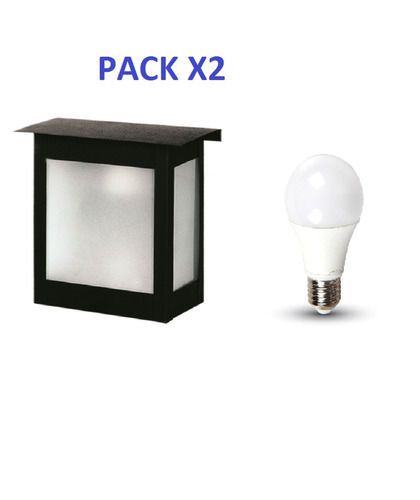 Pack X2 Farol Colonial 200mm + Lampara Led 9w Fria