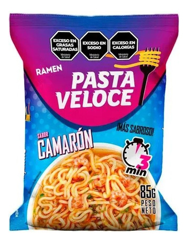 Sopa Instantanea Veloce Ramen Camaron 85grs Pack 12 Unid