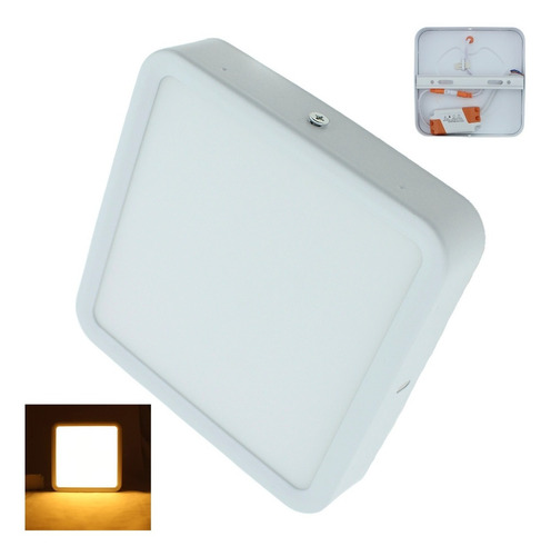 Lampara De Sobreponer Led 12w Cuadrada Para Casa Luz Calida Color Blanco