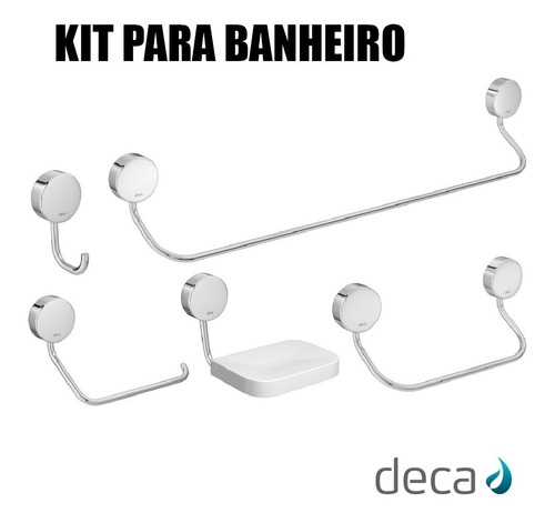 Kit De Acessório Para Banheiro 5 Peças Cromado Net Redondo