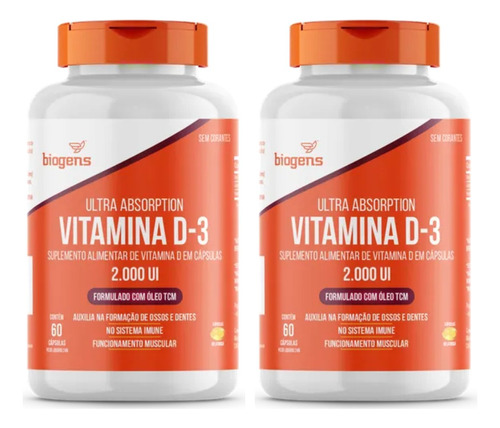 Pack X 2 Unid Biogens Vitamina D3 2000 Ui, 120 Cápsulas