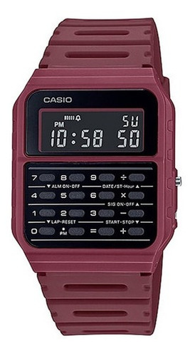 Reloj Calculadora Clasico Casio Ca-53wf-4b Burdeo