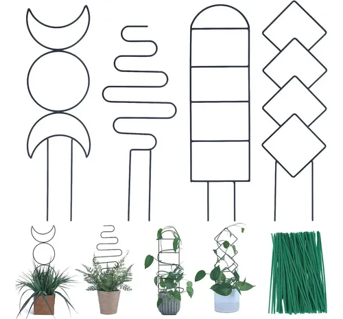 Pack De 4 Enrejados De Plástico Con Forma De Hoja Para Plantas Trepadoras – 31x13,5 Cm – Reutilizable Y Ligero