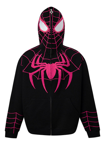 Sudadera Con Capucha Y Bordado De Araña Retro Americano