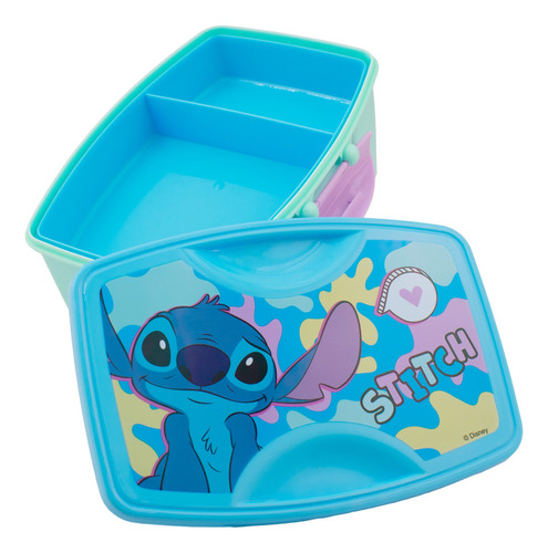 Contenedor De Plástico Escolar Infantil Lunch Disney Stitch Color Azul