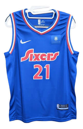 Camiseta Nba Philadelphia Sixers 76ers Embiid Azul Básquet