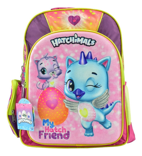 Mochila Hatchimals Terciopelo Primaria 148307 Original Ruz