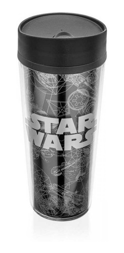 Imagem 3 de 3 de Copo Para Viagem 533ml Naves E Simbolos Star Wars Original