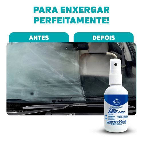 Antiembaçante Spray Limpa Vidros Automotivo Box Espelho 60ml