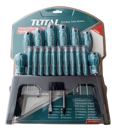 Set 18 Desarmadores Cr-v Comfort Grip Total Herramienta Iusa