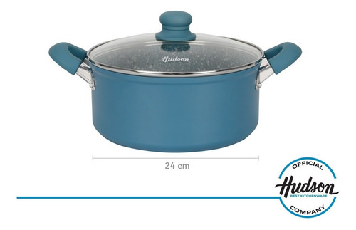 Cacerola Aluminio Forjado Granito Azul Tapa De Cristal 24 Cm