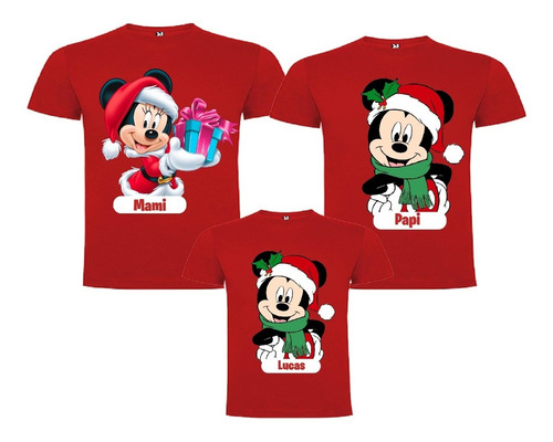 3poleras Familiares Navideñas Personalizadas Mickey Minnie 2