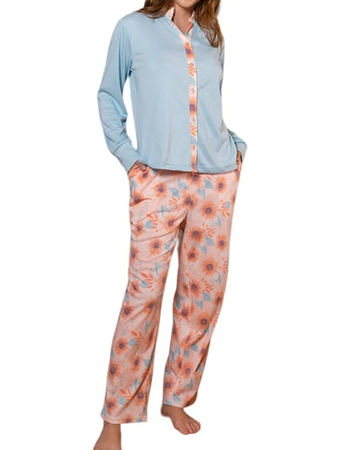 Pijama Algodón Estampado Flores Mujer