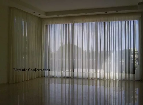 Cortinas Para Riel En Tela Voile Niza Con Cabezal Plisado - $ 720,00