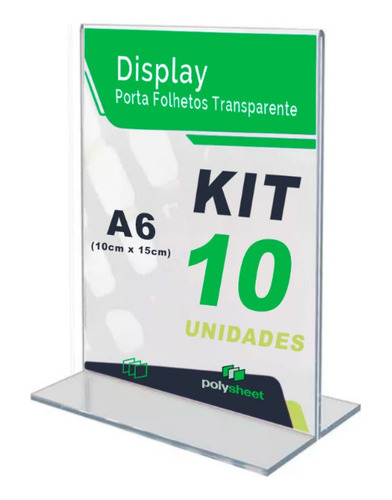 Display Toten Acrílico A6 T 1unidade 10x15 Vertical 10 Uni