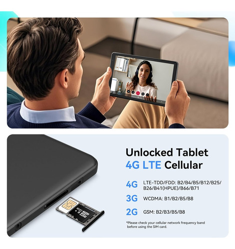 Tableta Android 15 De 8 Pulgadas Con Ranura Sim, 4g Lte Octa