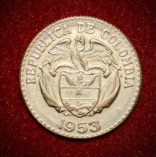 Moneda 20 Centavos Colombia 1953 Km 213 Plata 0.300 Bolívar