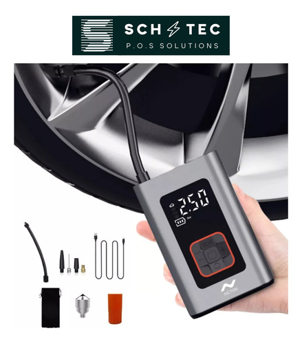 Inflador Compresor De Aire Portatil Bateria Nictom Auto X3un Gris Monofásica