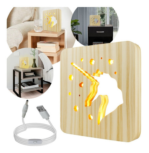 Lampara Calada Led Para Escritorio De Madera Luz Noche Usb Color de la estructura Unicornio