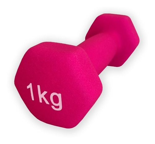 Mancuerna 1 Kg Pesa Hexagonal Engomada Recubierta Neopreno Color Fucsia