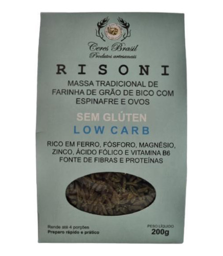 Kit 3x: Macarrão Risoni Grão Bico E Espinafre Sem Glúten