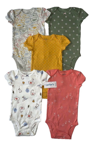 Mamelucos Bodys Carters Manga Corta Para Niña Pack X 5 Uds