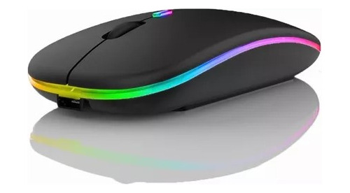Mouse Inalámbrico Bluetooth Recargable Gamer Ergonómico Rgb Color Negro