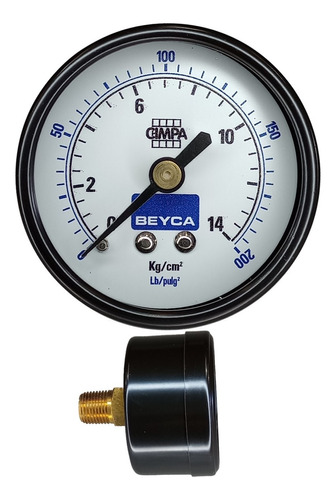 Manómetro Beyca 14 K 50mm R/ 1/8 Aire Gas Agua Aceite Mm1-35
