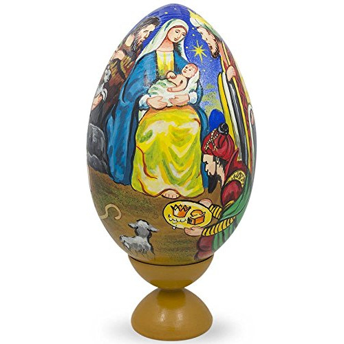 Escena De Natividad Con Figura De Huevo De Madera 7.25 