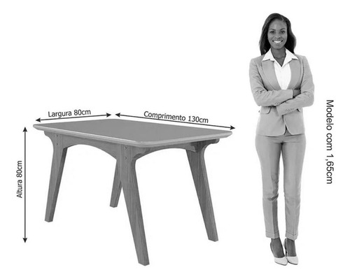 Conjunto: Mesa Sala Jantar Selena C/ Tampo Madeirado C/ Vidr