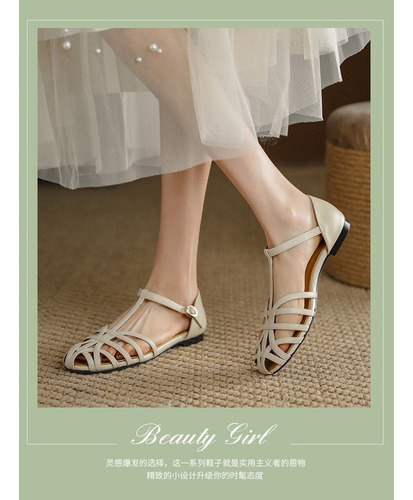 Sandalias Retro De Tacón Grueso Para Mujer