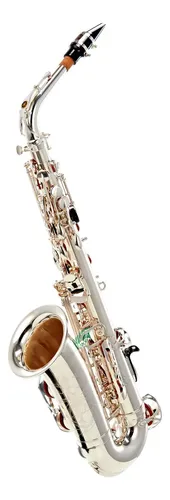 Saxofone alto prateado intermediário Yamaha Yas-480s com tecla Fa