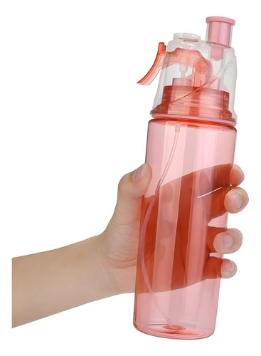 Garrafinha Squeeze Plástico Com Spray Borrifador Água Bike Cor Rosa