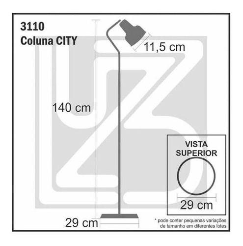 Luminária Coluna Abajur Piso Chão Spot City dourado Trybo 3110-12
