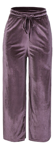 Pantalones Holgados De Terciopelo Dorado Para Mujer, Pantalo